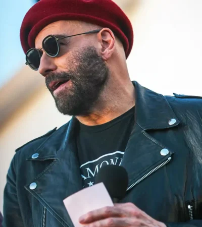 Buy John Travolta Los Angeles Music Event 2026 Black Leather Jacket On Sale