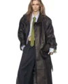 Buy Josephine Skriver Copenhagen Fashion Week 2026 Brown Crocodile Textured Leather Coat
