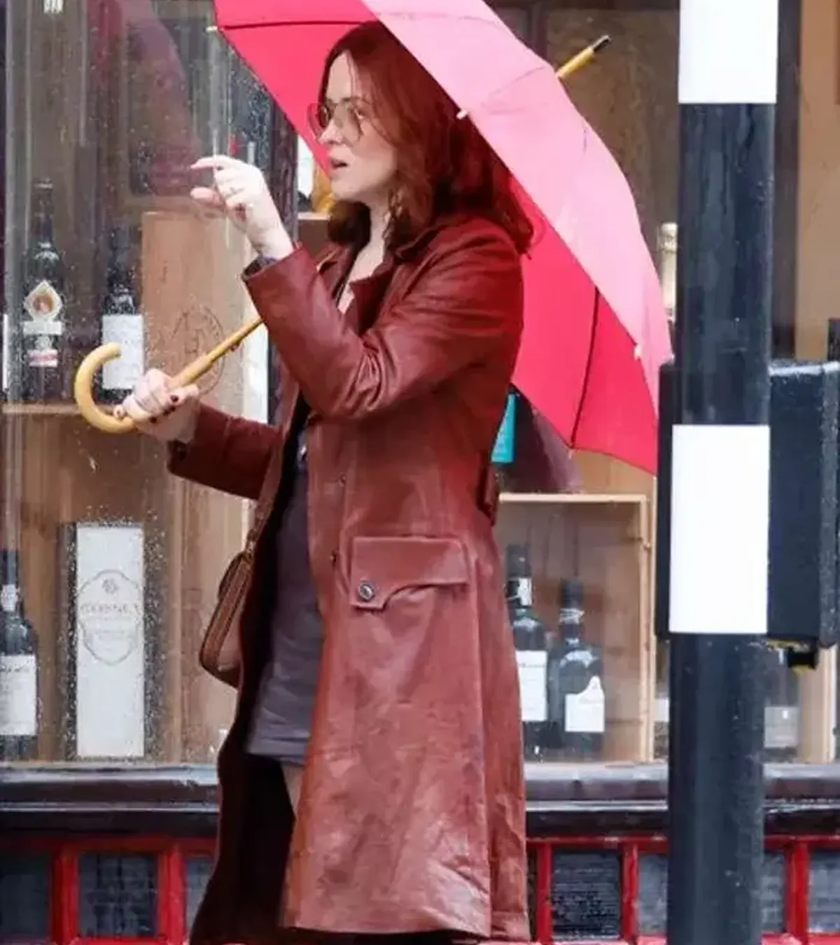 Buy Joyce Hopkirk Ink 2026 Claire Foy Brown Leather Trench Coat