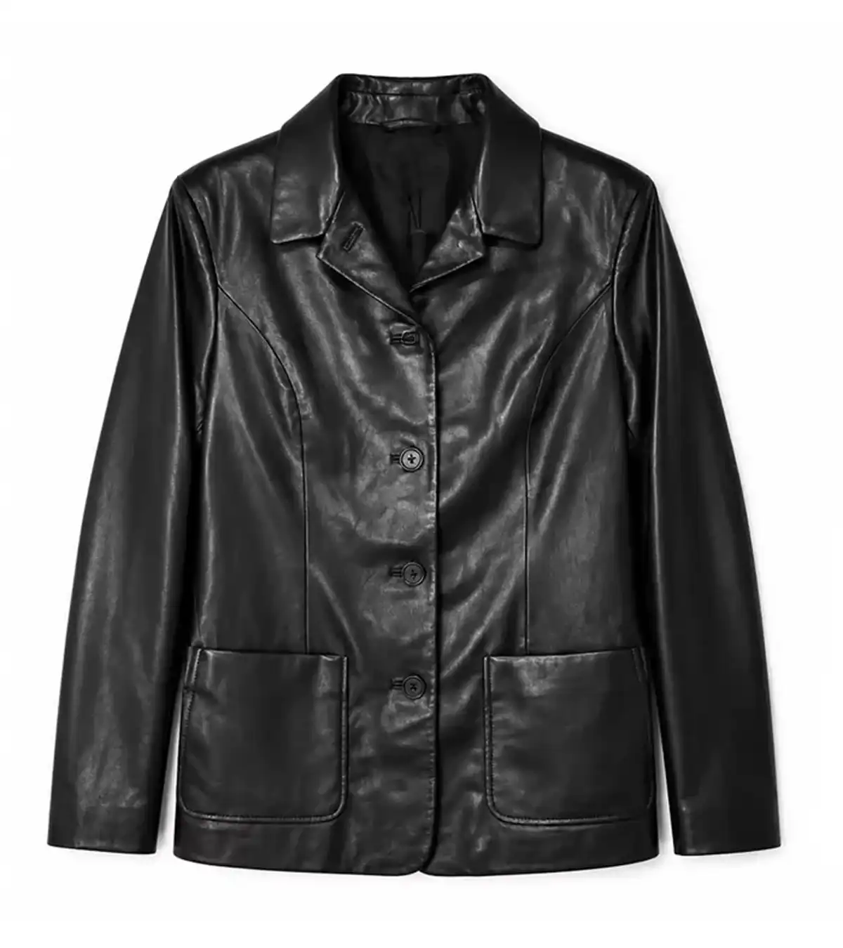 Buy Kristen Johnston TV Series Leanne S02 Carol Black Leather Blazer On Sale