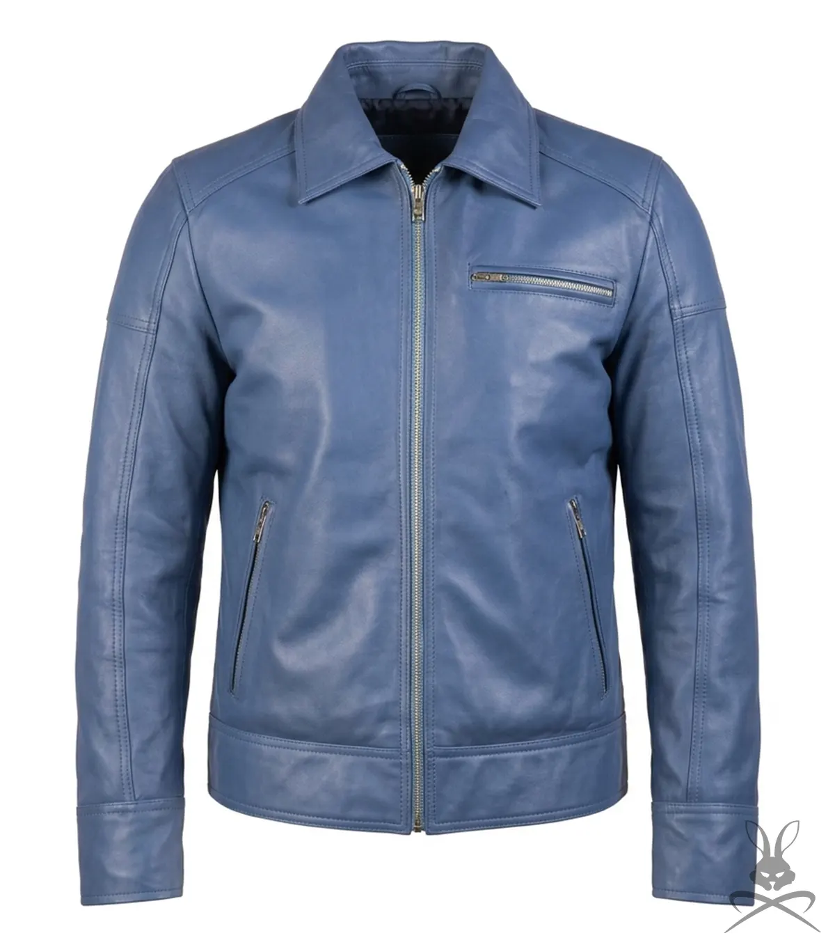 Buy Lavendard Blue Leather Biker Jacket