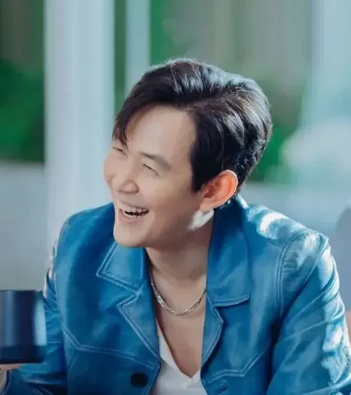 Buy Lee Jung-jae Nice To Not Meet You TV Series 2025 Gi-hun Blue Leather Jacket On Sale