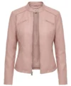 Buy Light Pink Cafe Racer Leather Jacket Womens