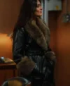 Buy Mandeep Dhillon TV Series MobLand 2026 Seraphina Harrigan Black Shearling Leather Trench Coat On Sale