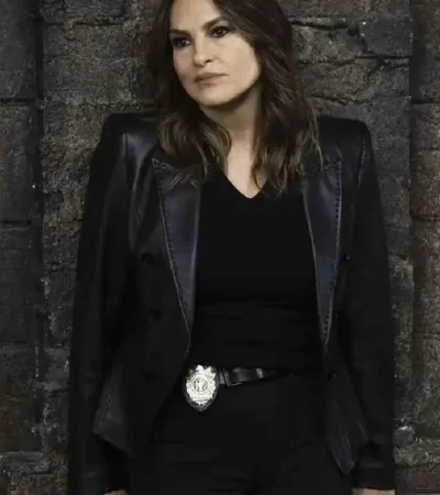 Buy Mariska Hargitay Law and Order Special Victims Unit 2026 Olivia Benson Black Leather Blazer