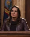 Buy Mariska Hargitay TV-Series Law and Order SVU 2025 Olivia Benson Maroon Leather Blazer