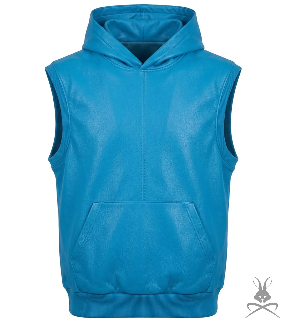Buy Mens Baby Blue Real Leather Rocky Hoodie