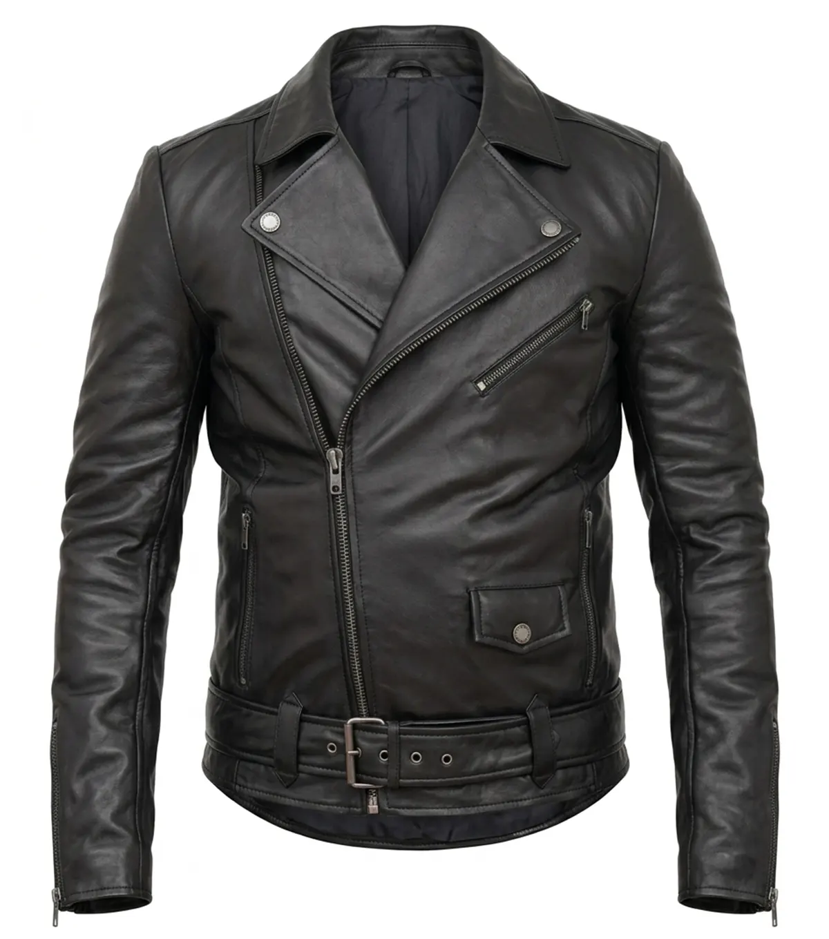 Buy Mens Black Leather Asymmetrical Biker Jackets