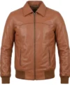 Buy Mens Bomber Style Brown Leather Jacket