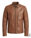 Buy Mens Cafe Racer Leather Jacket In Brown