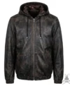 Buy Mens Leather Hoodie in Copper