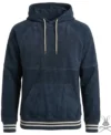 Buy Miles Prussian Blue Suede Leather Pullover Hoodie