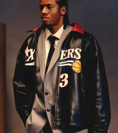 Buy NBA Philadelphia 76ers The King and The Answer James 23 Custom Black Leather Jacket On Sale