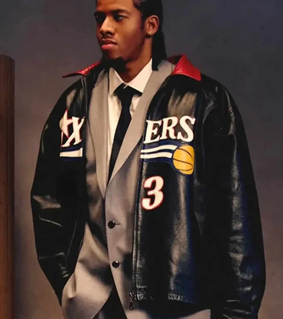 Buy NBA Philadelphia 76ers The King and The Answer James 23 Custom Black Leather Jacket On Sale