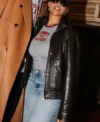 Buy NYC 2026 Tommy Hilfiger fashion show Jordyn Woods Leather Jacket On Sale