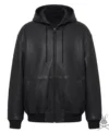 Buy Pebbled Leather Zip Up Hoodie Jacket