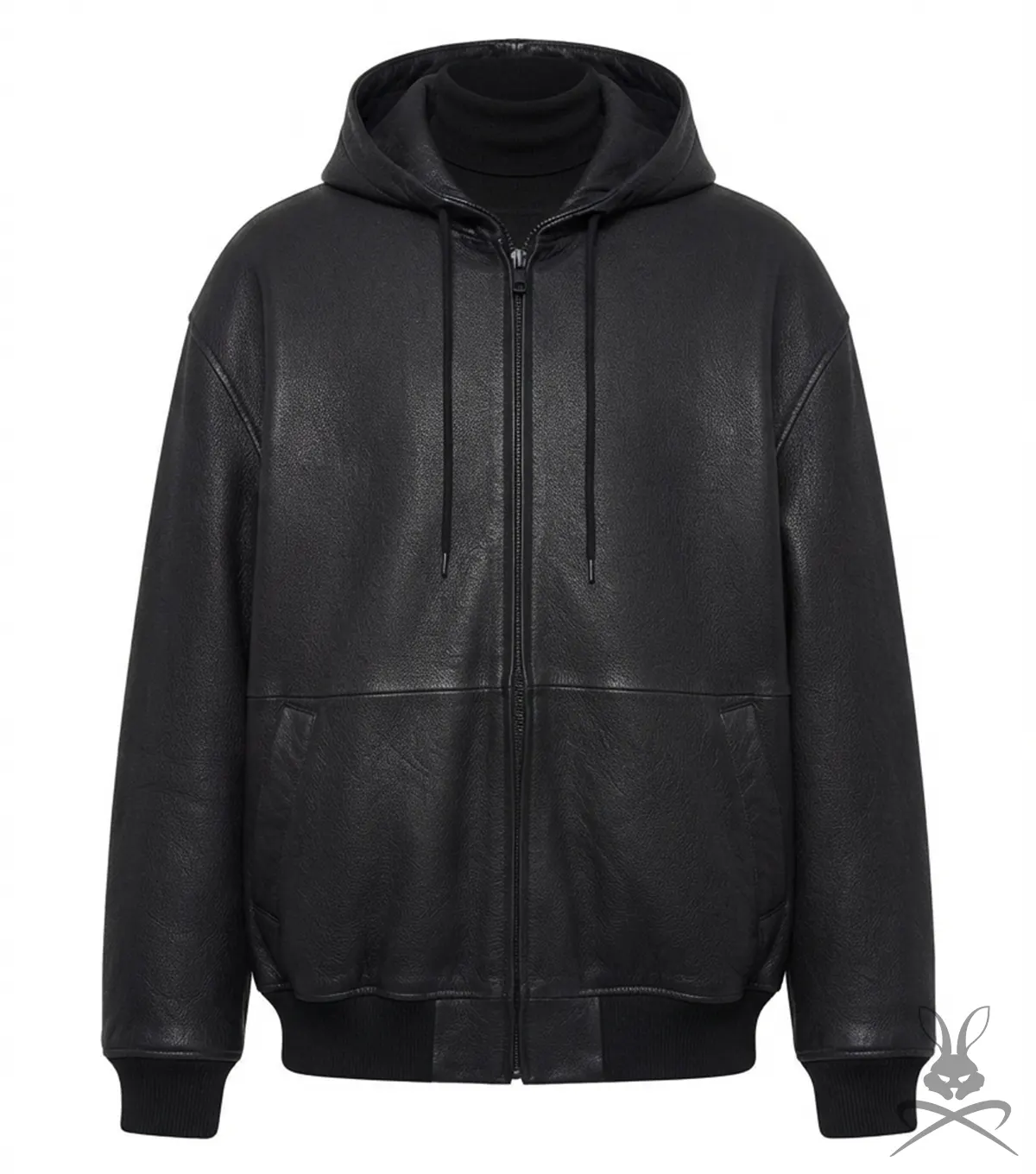 Buy Pebbled Leather Zip Up Hoodie Jacket