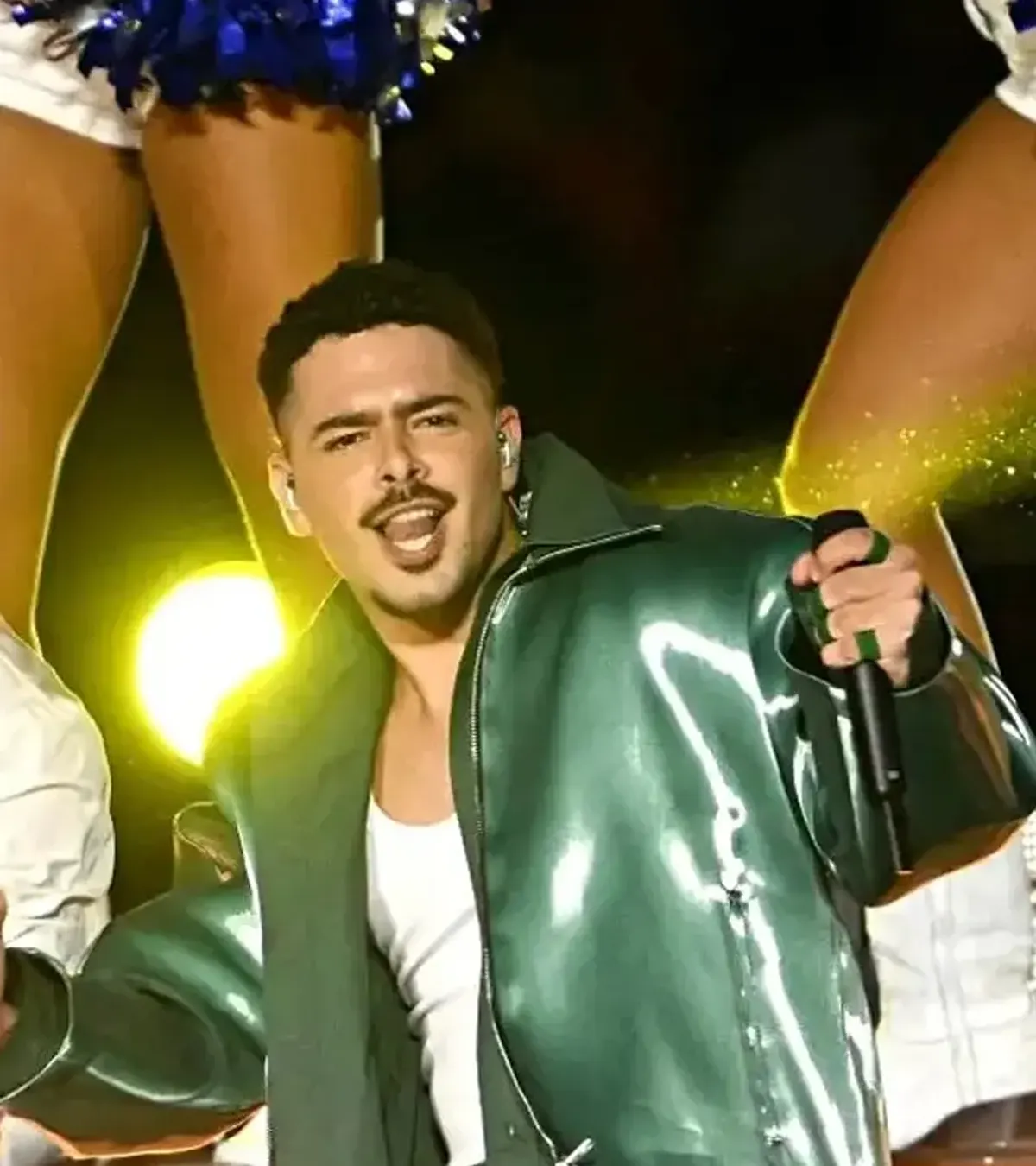 Buy Pedro Sampaio NFL Half Time Show Green Leather Jacket