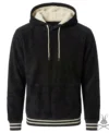 Buy Philip Black Leather Suede Hoodie