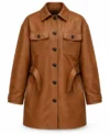 Buy Rebecca Hall TV Series The Secret Of Secret 2026 Katherine Solomon Brown Leather Blazer On Sale
