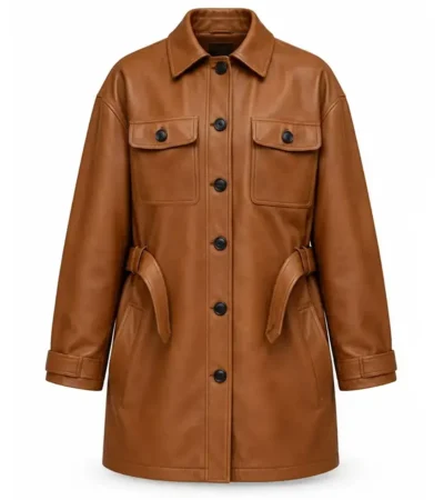 Buy Rebecca Hall TV Series The Secret Of Secret 2026 Katherine Solomon Brown Leather Blazer On Sale