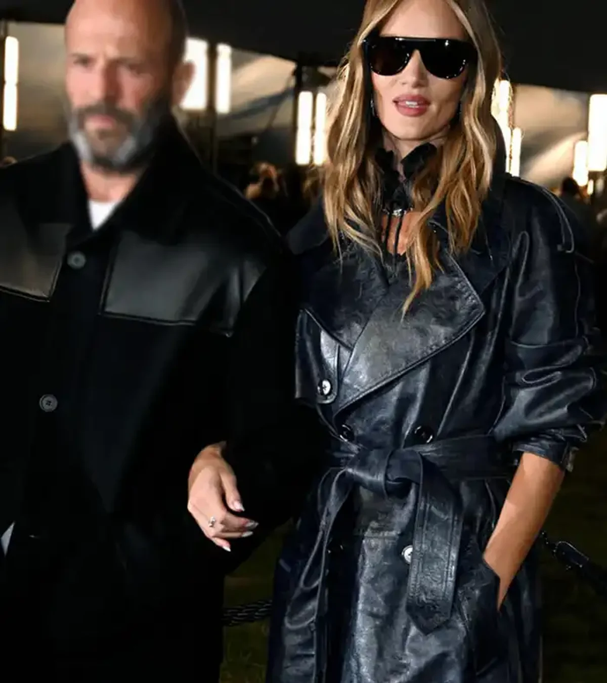 Buy Rosie Huntington-Whiteley Burberry Summer 2026 Show Black Leather Trench On Sale