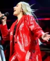 Buy Sabrina Carpenter iHeartRadio Jingle Ball Red Leather Blazer On Sale