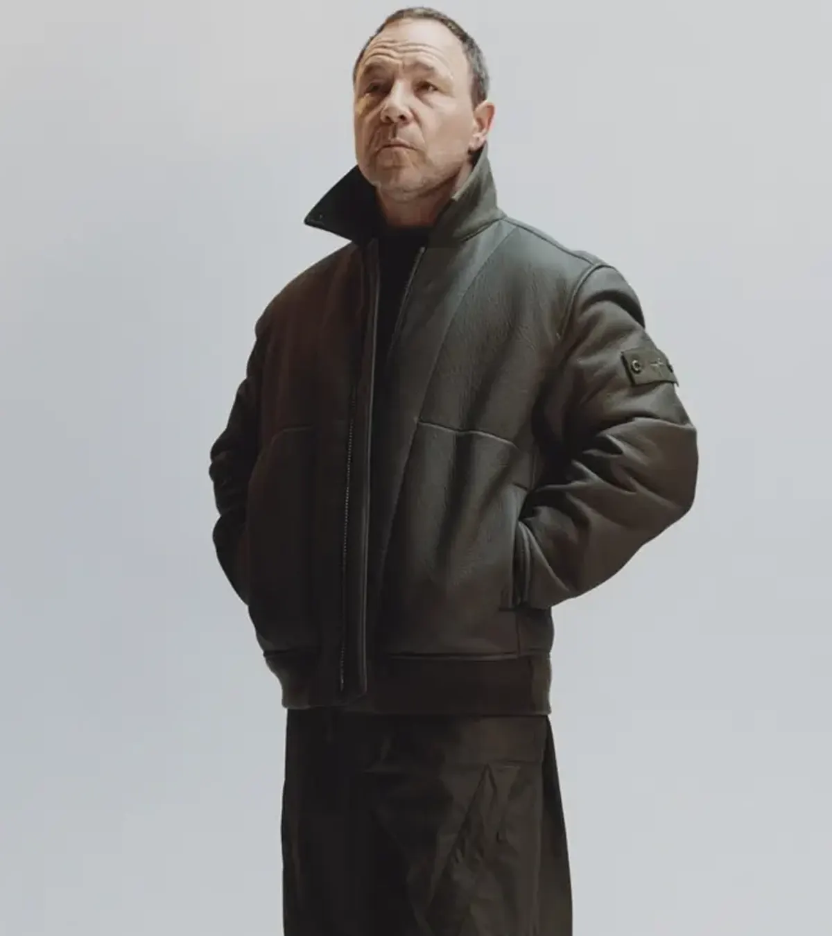 Buy Stephen Graham Stone Island FW26 Leather Bomber Jacket On Sale