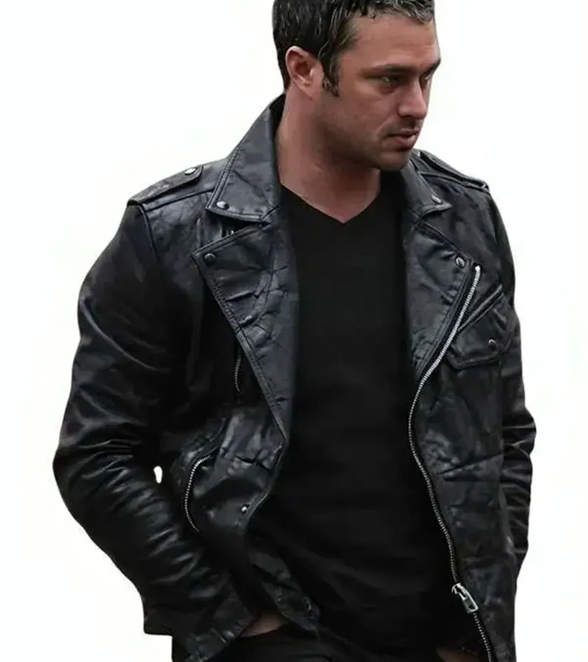 Buy Taylor Kinney Chicago Fire Kelly Severide Black Biker Leather Jacket On Sale