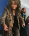 Buy Tracey Ullman TV Series Ted Lasso 2026 Brown Distressed Leather Trench Coat On Sale