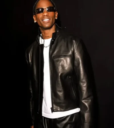 Buy Travis Scott Bottega Veneta’s SS27 Fashion Show Milan 2026 Black Leather Jacket On Sale