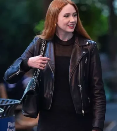 Buy US Open Tennis Championships 2026 Karen Gillan Black Biker Leather Jacket On Sale