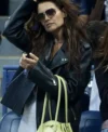 Buy US Open Tennis Championships 2026 Katie Holmes Black Oversized Leather Jacket On Sale