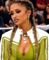 Buy WWE 2026 Kelani Jordan Green and White Cropped Leather Jacket