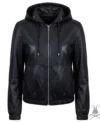 Buy Womens Black Leather Hoodie