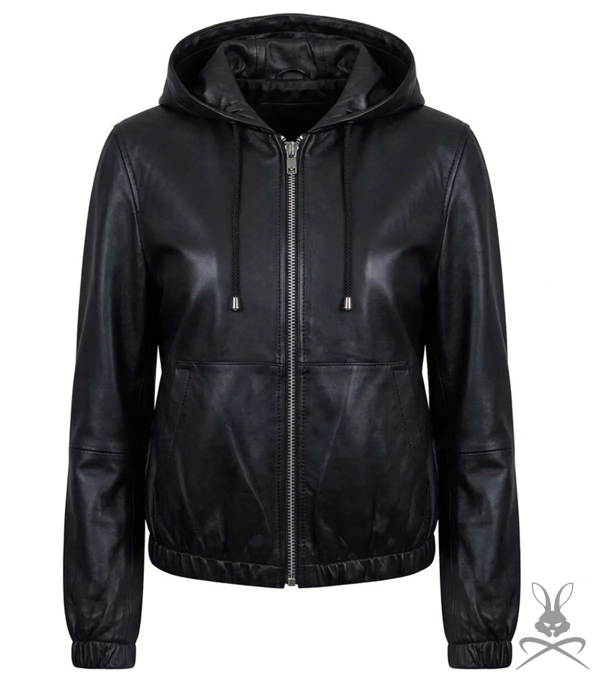 Buy Womens Black Leather Hoodie