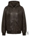 Buy Womens Brown Oversized Nappa Leather Hoodie