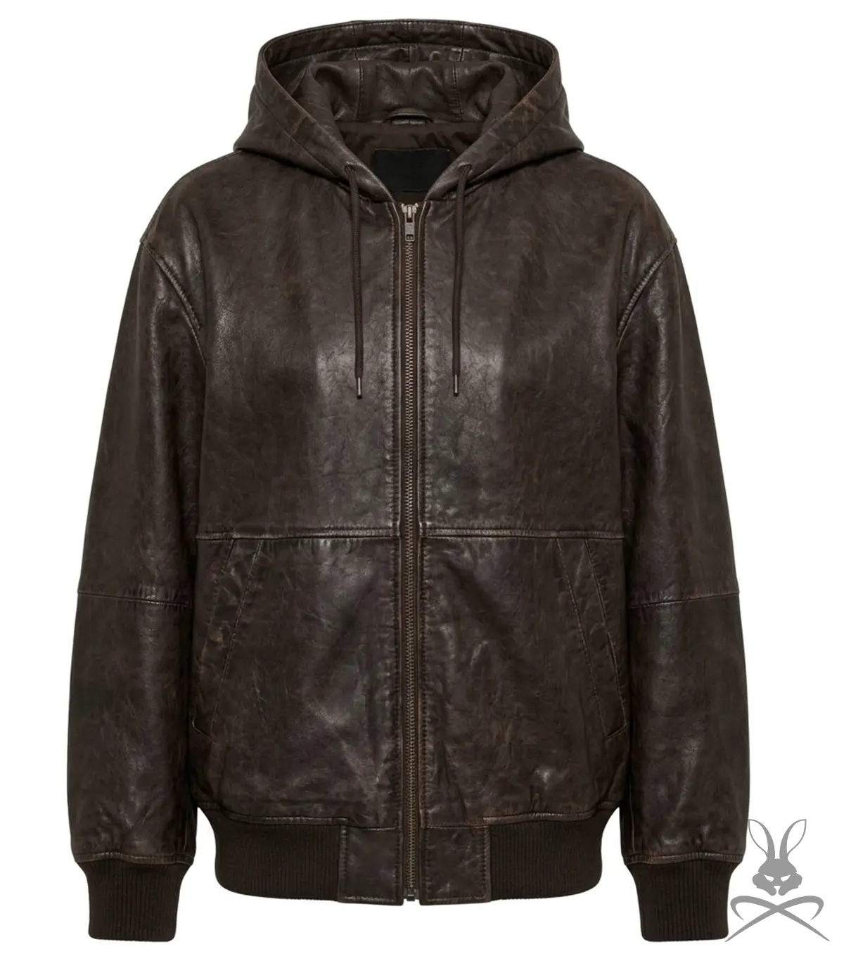 Buy Womens Brown Oversized Nappa Leather Hoodie