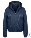 Buy Womens Navy Blue Leather Hoodie