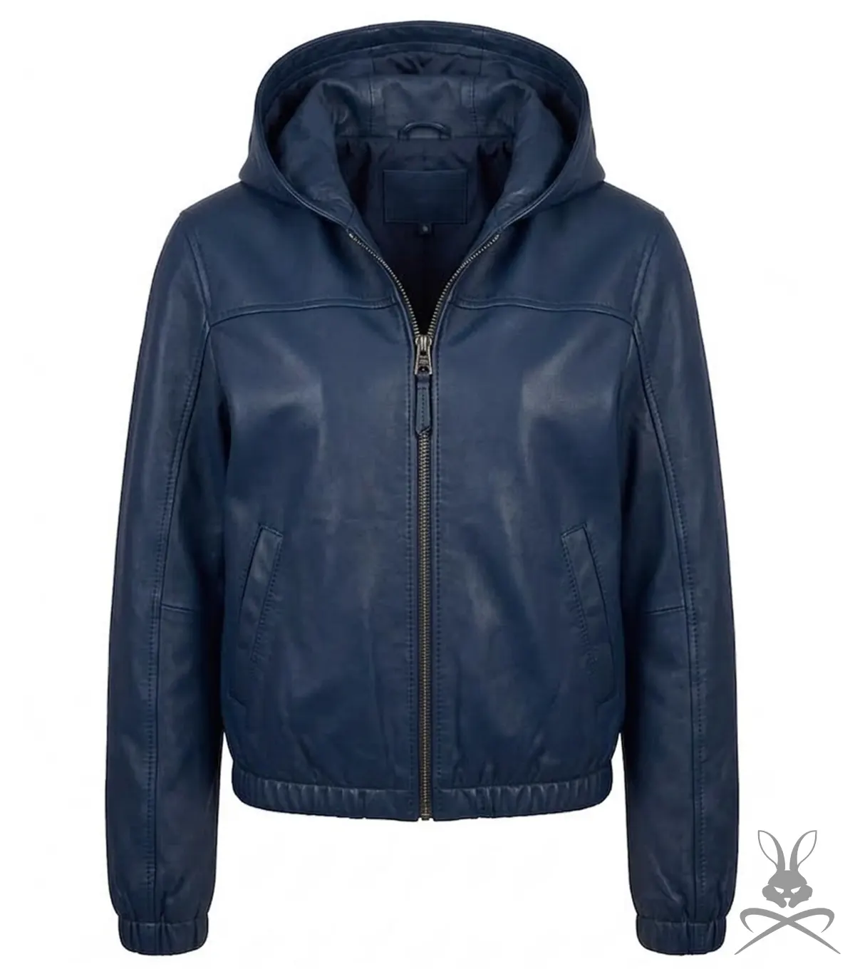 Buy Womens Navy Blue Leather Hoodie