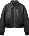 Buy Womens Oversized Leather MA-1 Bomber Jacket