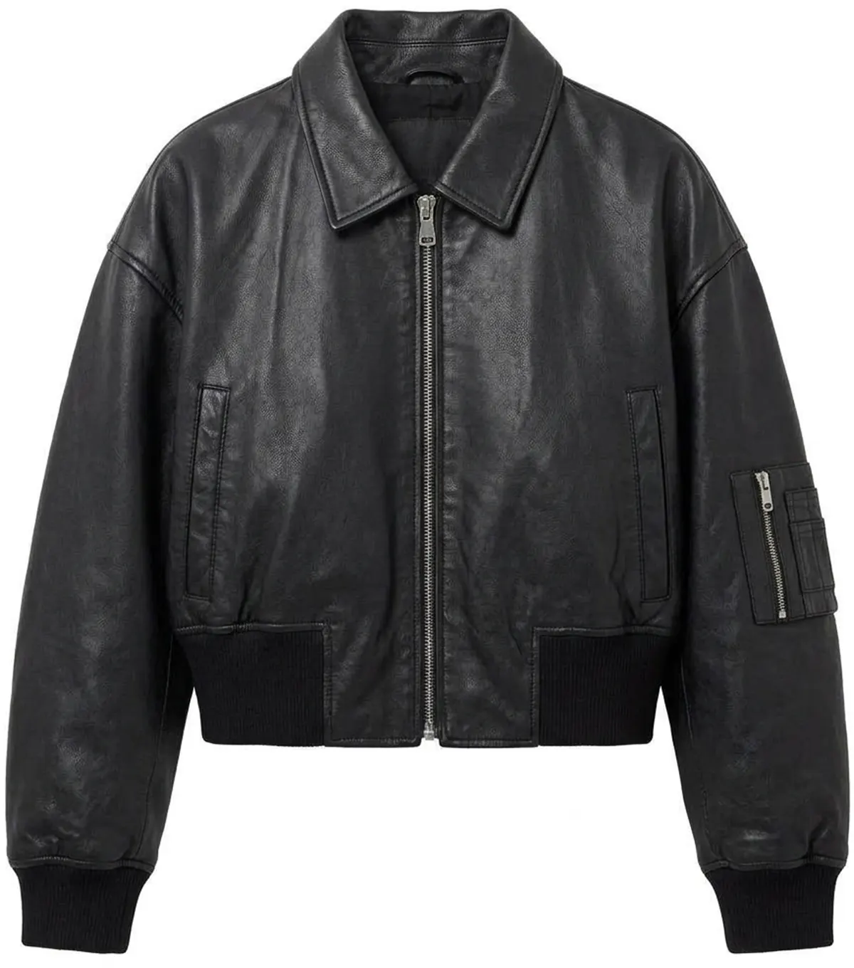 Buy Womens Oversized Leather MA-1 Bomber Jacket