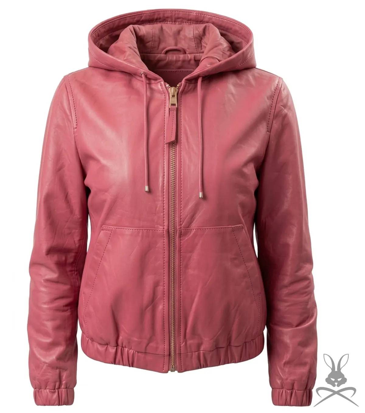 Buy Womens Pink Leather Hoodie
