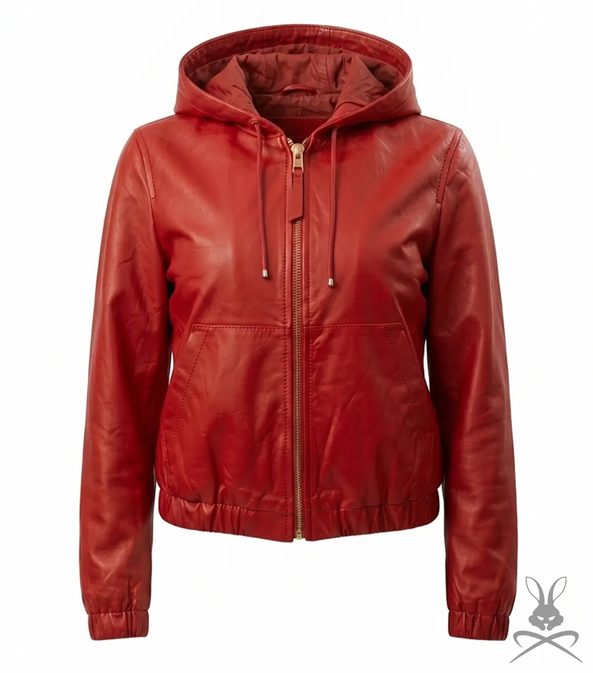 Buy Womens Red Leather Hoodie
