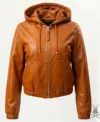 Buy Womens Saddle Brown Leather Hoodie