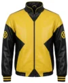 Buy X Men Bomber Jacket Yellow Black Real Leather
