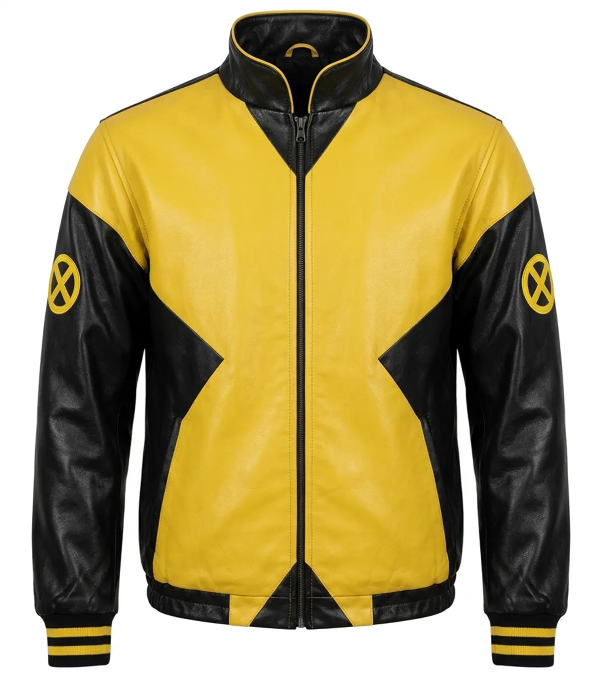 Buy X Men Bomber Jacket Yellow Black Real Leather