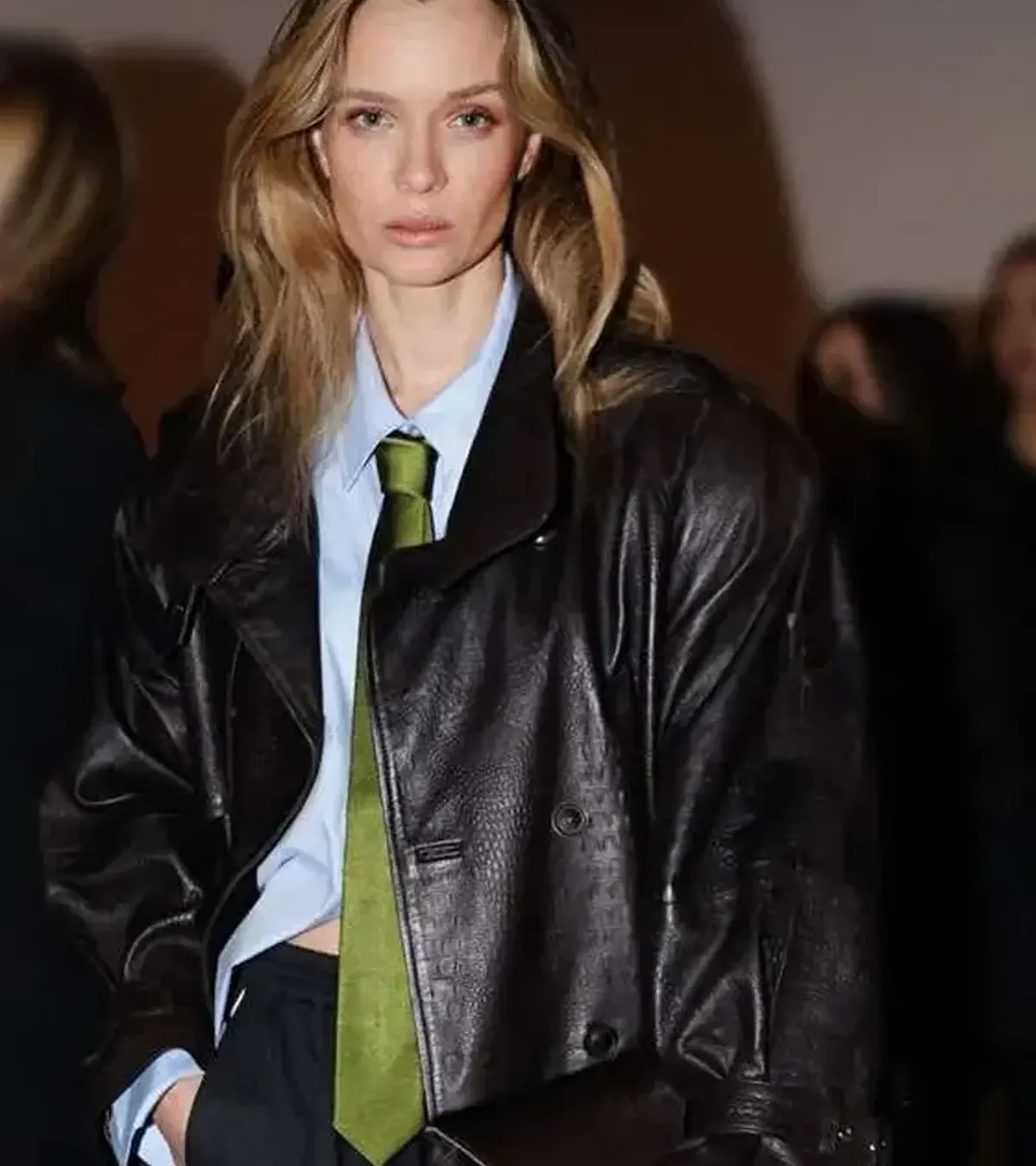 CFW 2026 Josephine Skriver Brown Leather Coat