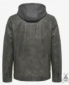 Charcoal Button-Up Leather Hoodie back