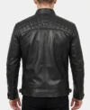 Classic Black Quilted Leather Jacket for Mens back